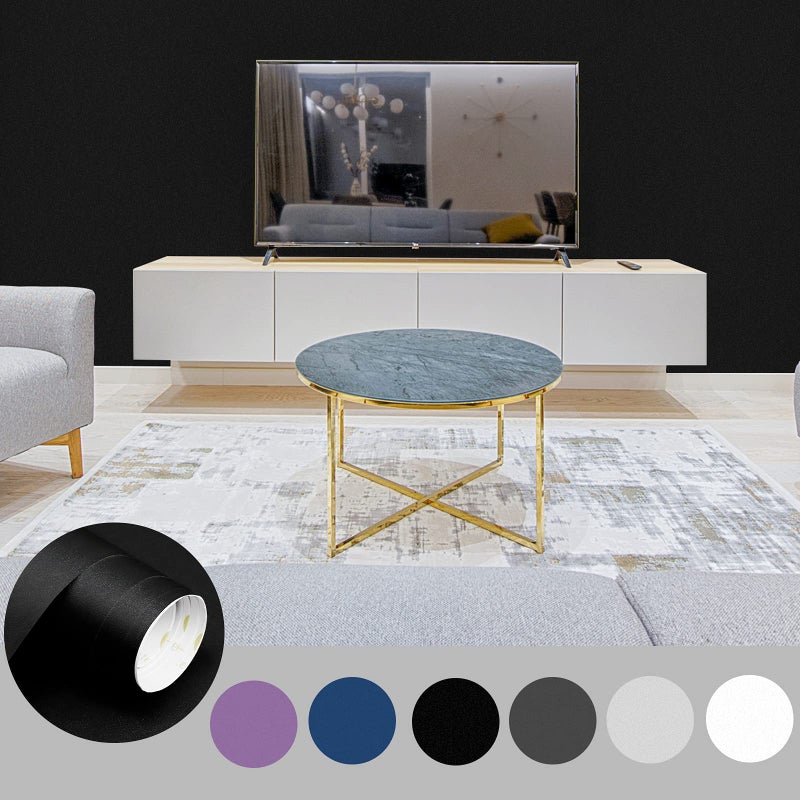 Homease Solid Black Wallpaper 24 x 196 inch Thick Matte Black Contact Paper Decorative Peel and Stick Wallpaper for Shelf Liner Cabinet Table Door Waterproof Vinyl Self Adhesive PVC Film - Image 2
